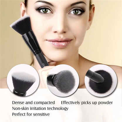 ZOREYA 7/15pcs Black Makeup Brushes Set Eye Shadow Powder Foundation Concealer Cosmetic Brush Makeup Blending Beauty Tools