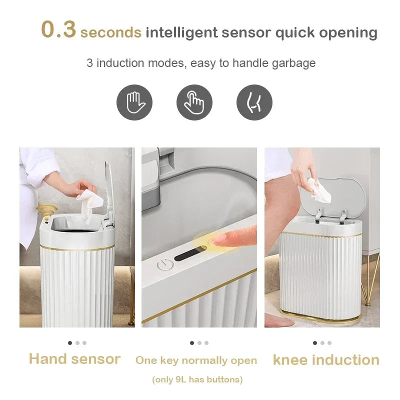 Wastebasket Smart dump Bathroom Trash Bin Toilet Garbage Bucket Dustbin automatic sensor trash can with lid kitchen accessories